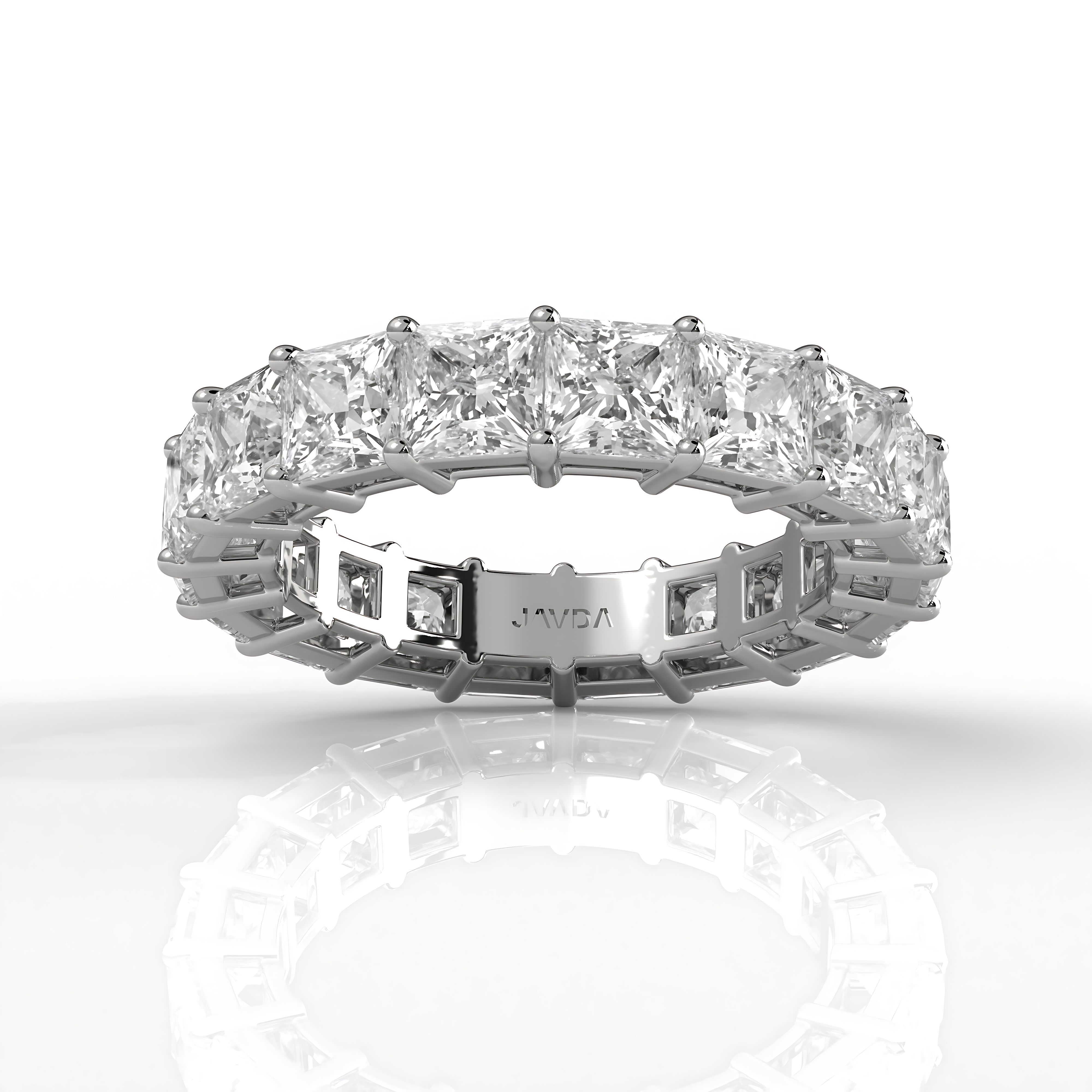 Princess Lab Diamond Women's Shared Prong Wedding Band 4 mm 6.5ctw.